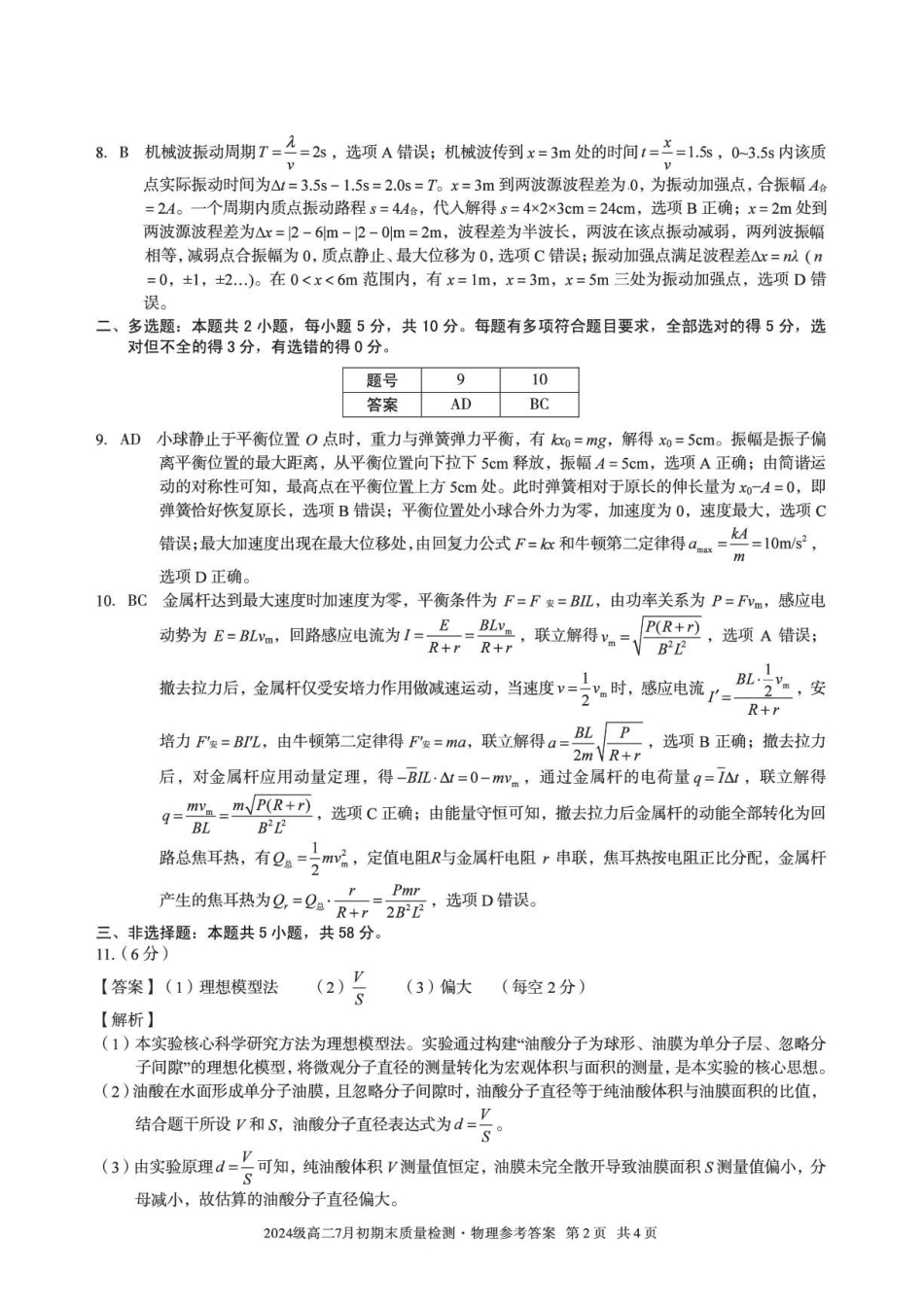 安徽十校联盟2026年高二下学期7月初期末质检物理答案.pdf_第2页