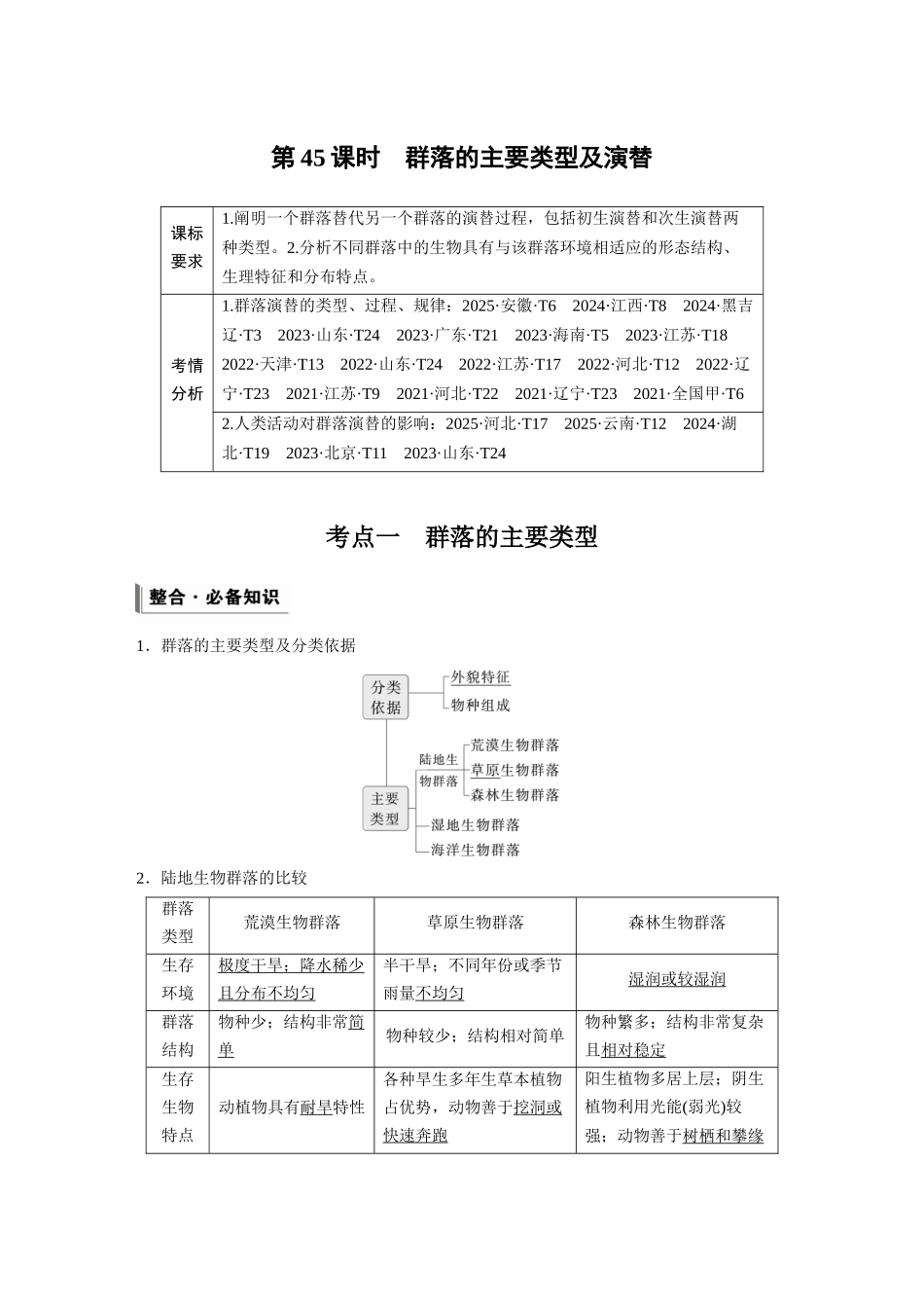 第九单元第45课时群落的主要类型及演替.docx_第1页