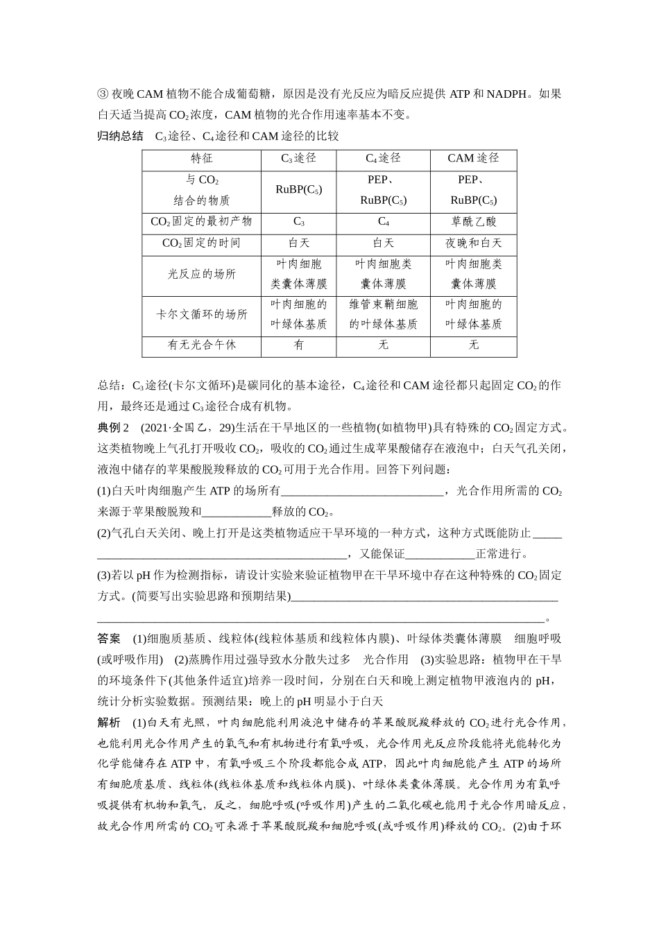 第三单元专题突破3二氧化碳固定方式的多样性、光呼吸及光抑制.docx_第3页