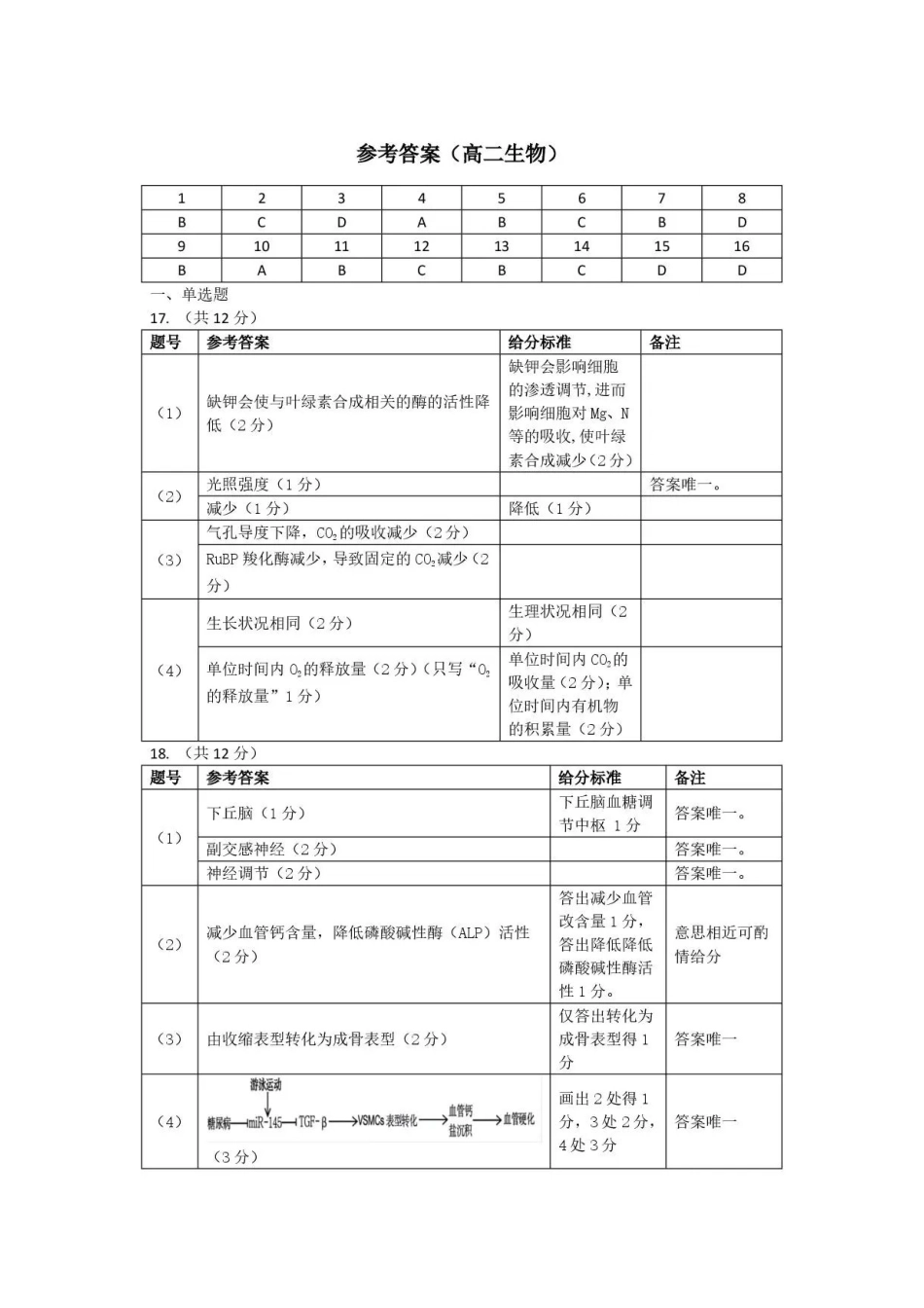 广东韶关市2025-2026学年高二下学期7月期末考试生物答案.pdf_第1页