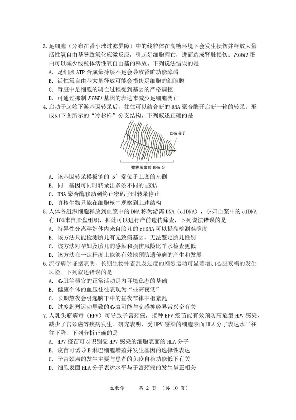广东韶关市2025-2026学年高二下学期7月期末考试生物试题.pdf_第2页