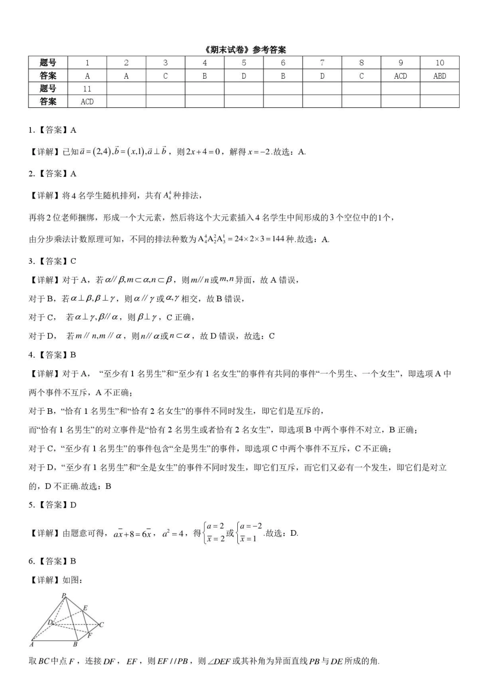 哈师大附中2026年高一下学期期末考试数学答案.pdf_第1页