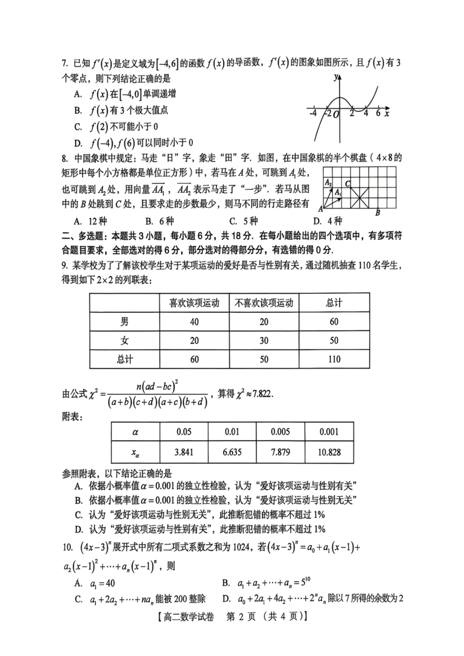 河南三门峡市2025-2026学年高二下学期7月期末质量检测数学试题(含答案).pdf_第2页