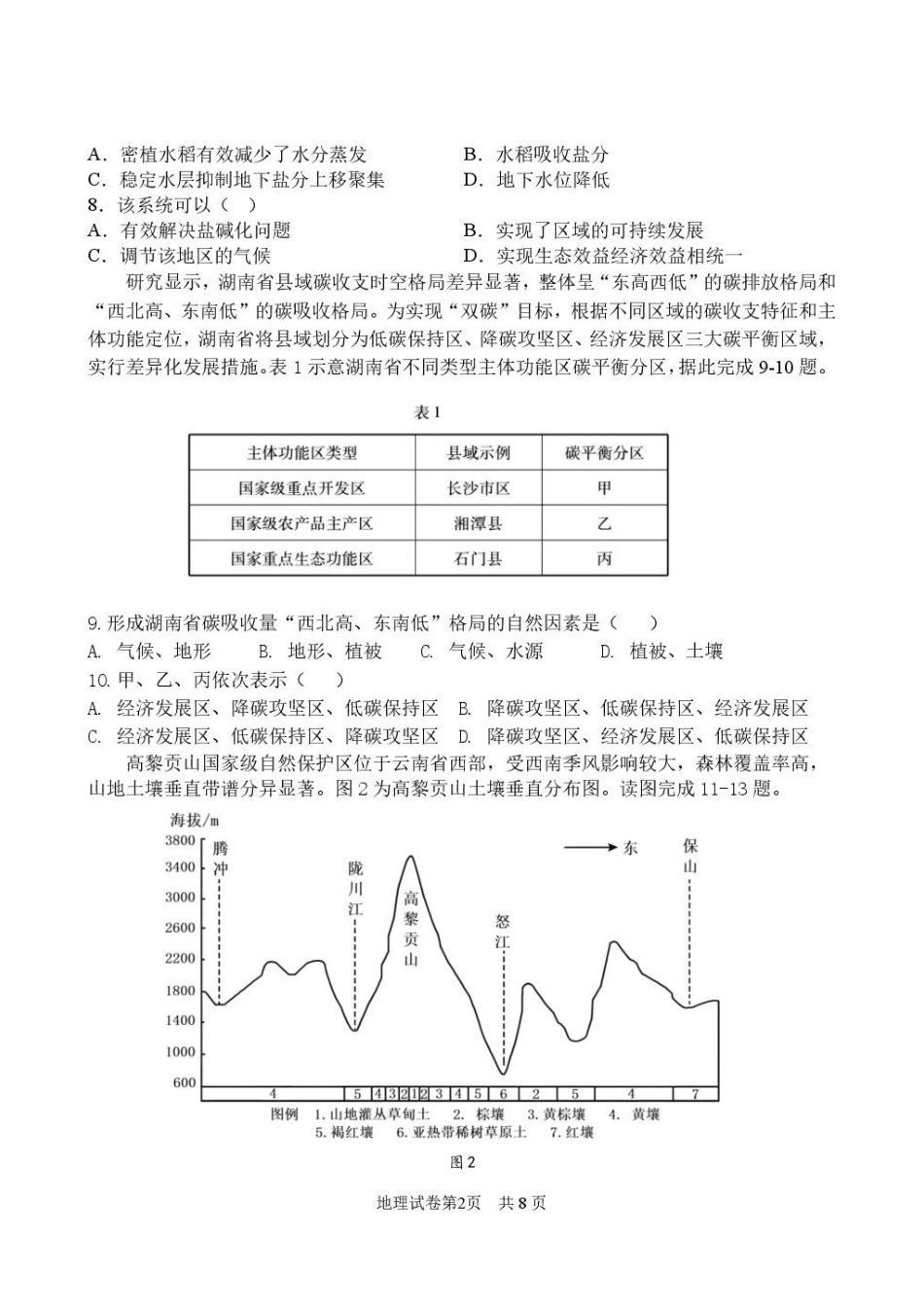 黑龙江龙东十校联盟2025-2026学年高二下学期期末考试地理试题2-龙东十校联盟高二学年地理期末试卷修改稿.pdf_第2页