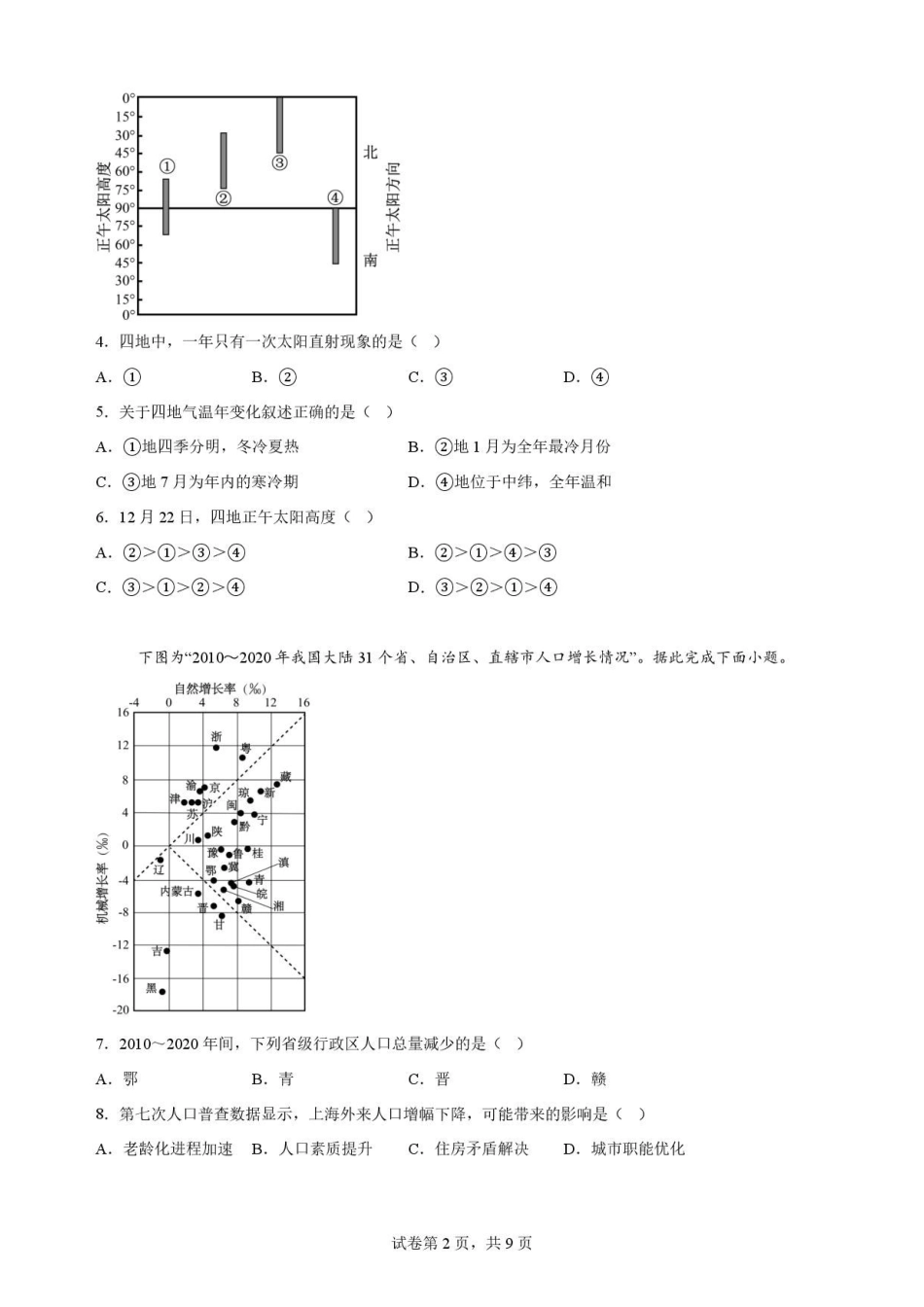 江苏苏州市2025-2026学年高一下学期期末考试地理原卷.pdf_第2页