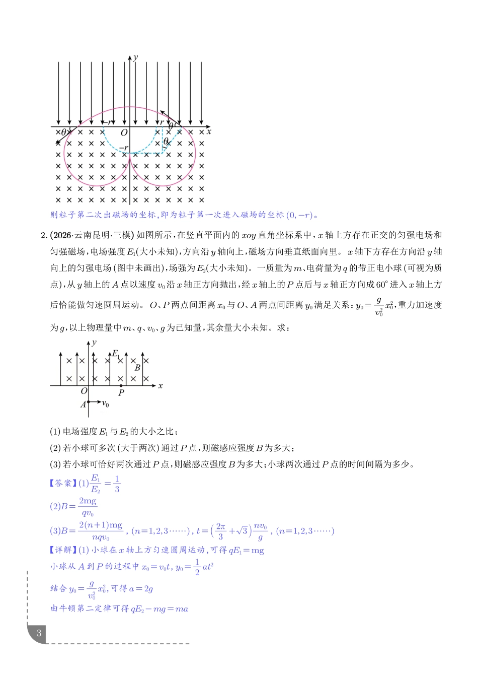 粒子在电场和磁场中的往复运动、带电粒子在组合场中的立体空间问题专项训练（解析版）.pdf_第3页