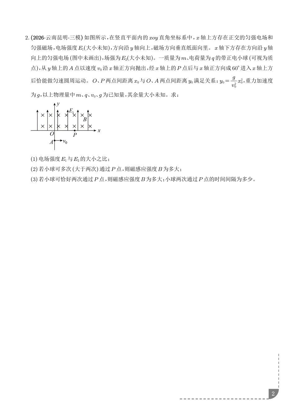 粒子在电场和磁场中的往复运动、带电粒子在组合场中的立体空间问题专项训练（学生版）.pdf_第2页