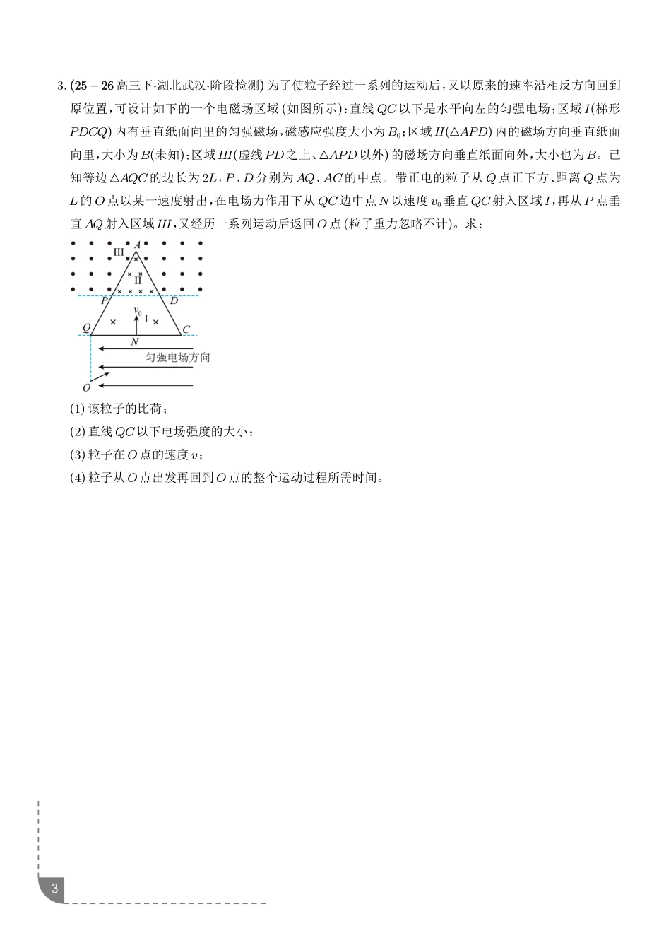 粒子在电场和磁场中的往复运动、带电粒子在组合场中的立体空间问题专项训练（学生版）.pdf_第3页