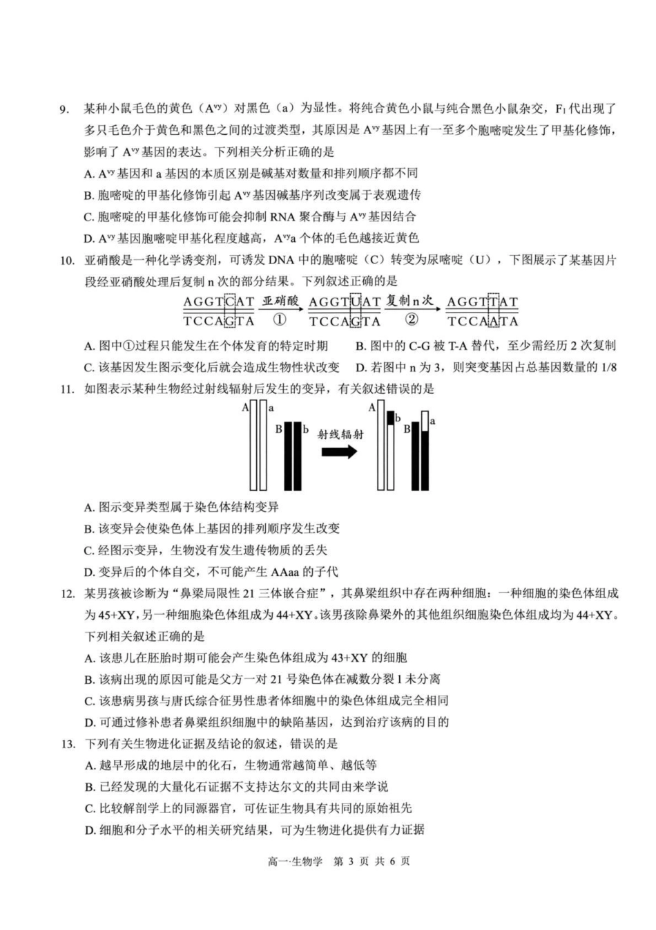 泸州市高2025级高一下质量监测试题生物.pdf_第3页