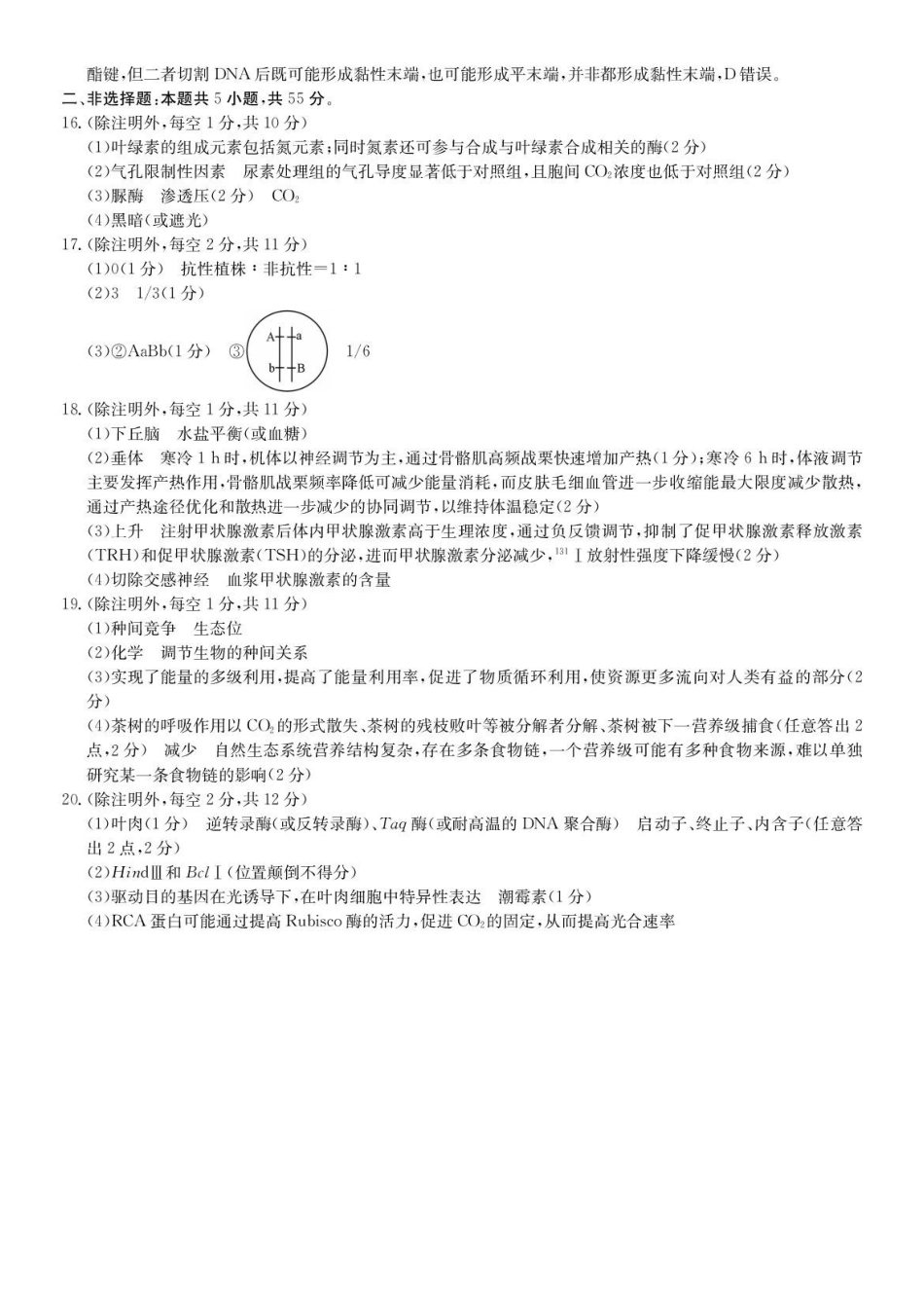 生物答案-安徽县中联盟2025-2026学年下学期高二年级7月期末联考.pdf_第3页