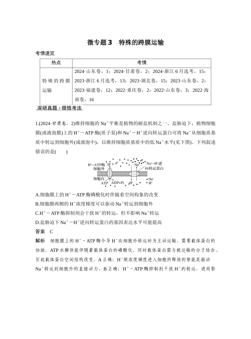 微专题3特殊的跨膜运输.docx_第1页