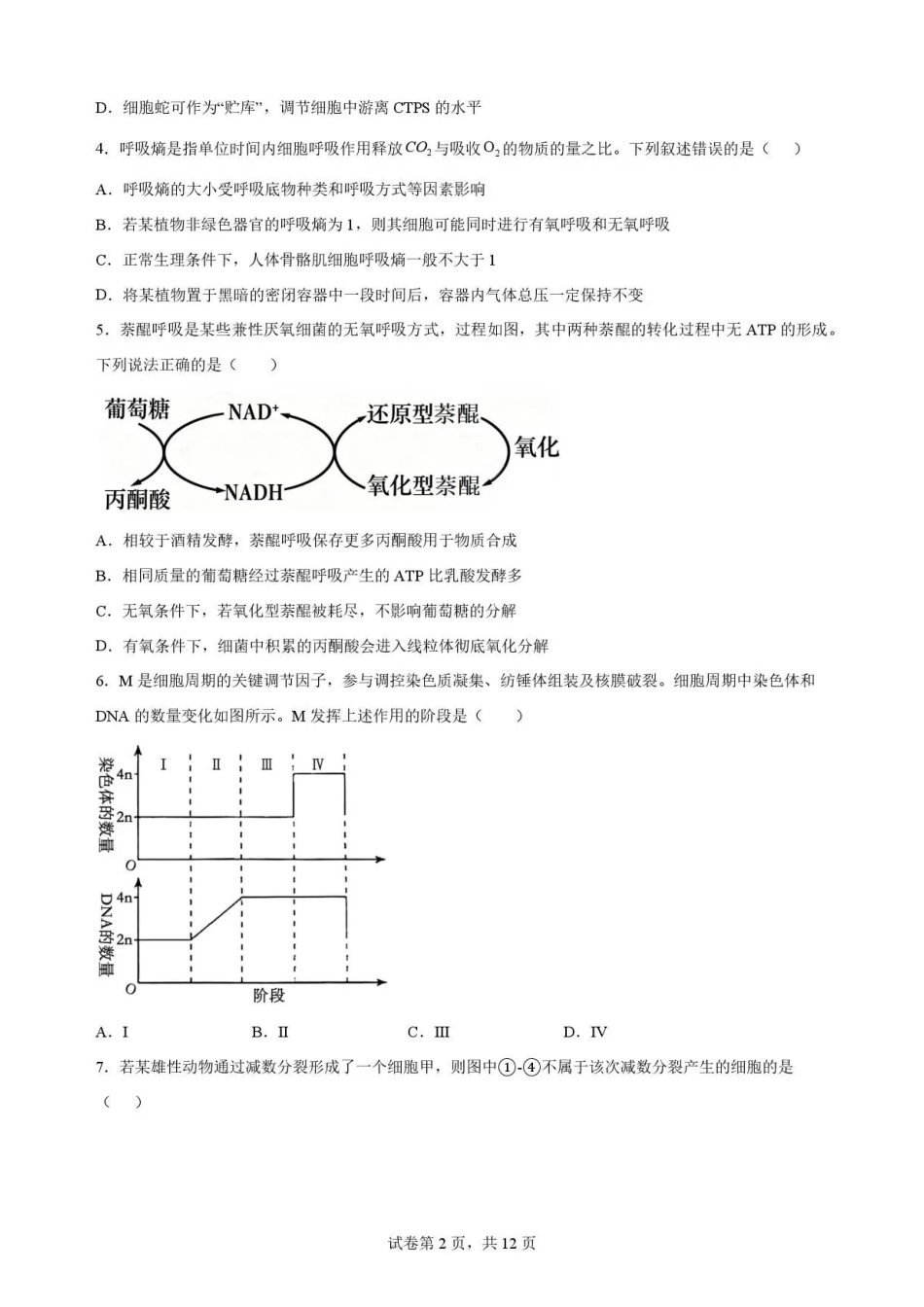 重庆市第一中学校2025-2026学年高一下学期7月期末考试生物试题.pdf_第2页