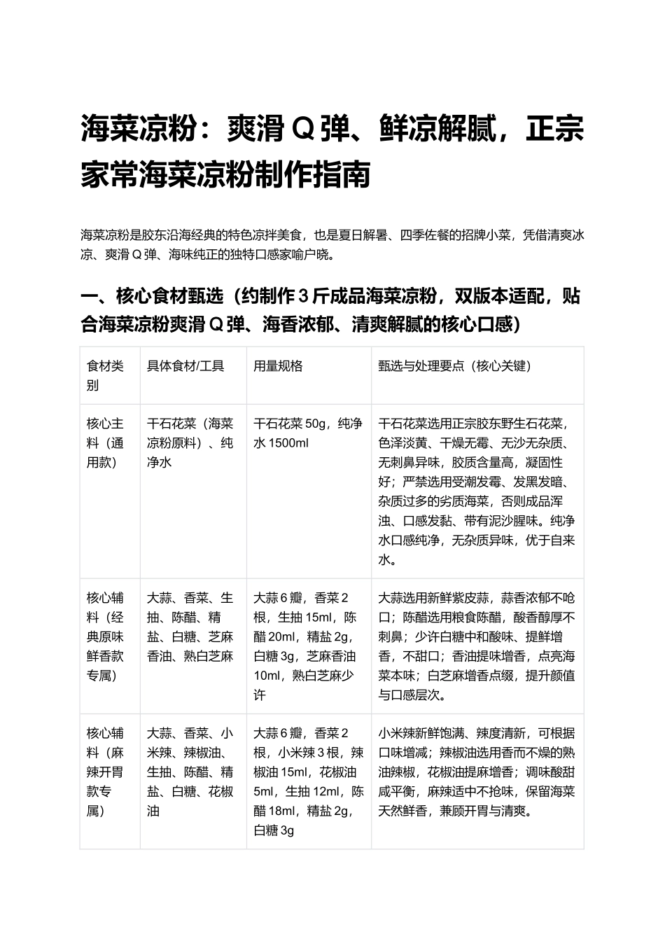 海菜凉粉:爽滑Q弹、鲜凉解腻,正宗家常海菜凉粉制作指南.docx_第1页