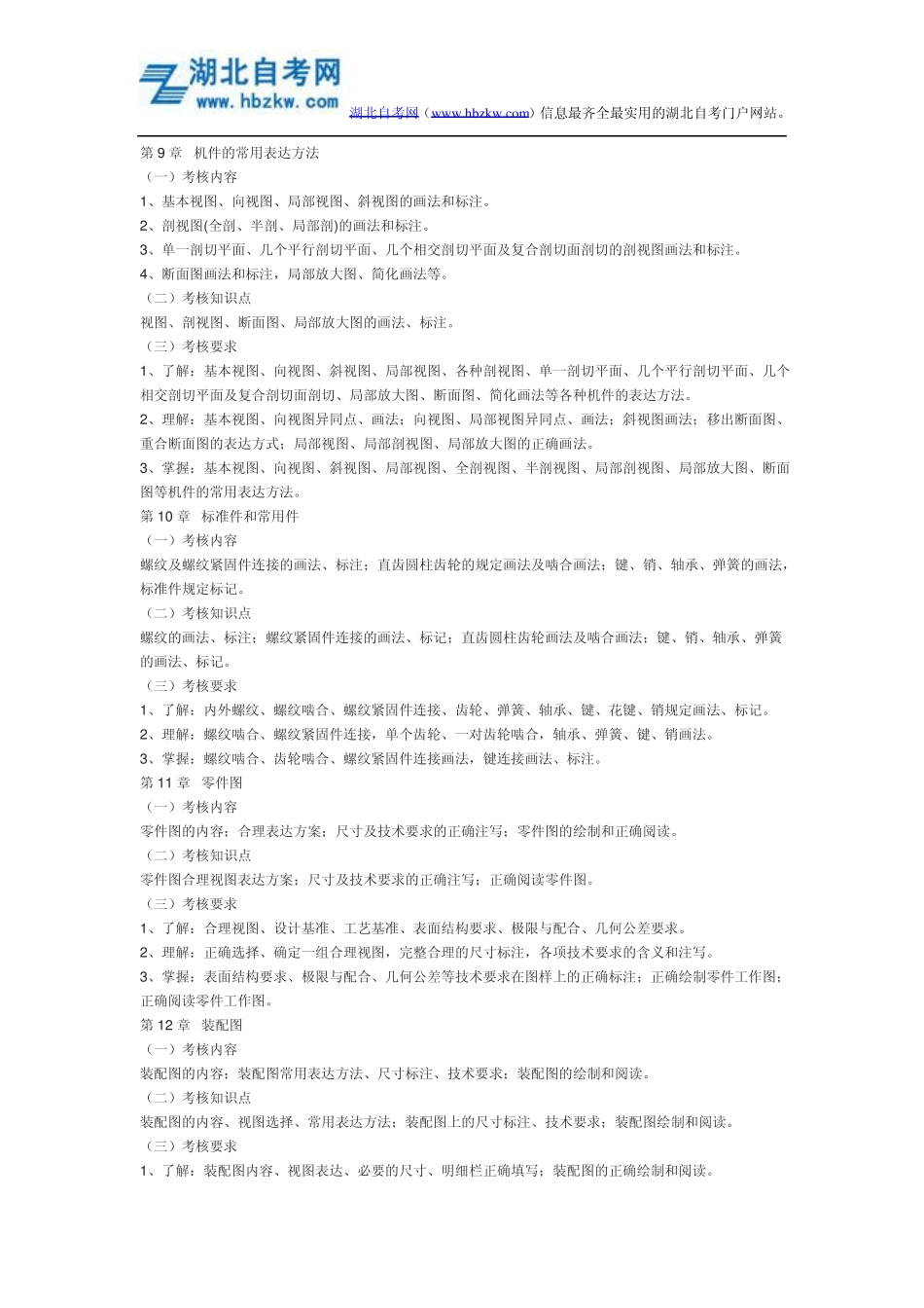 2015年荆楚理工学院普通专升本《机械制图》考试大纲.pdf_第3页
