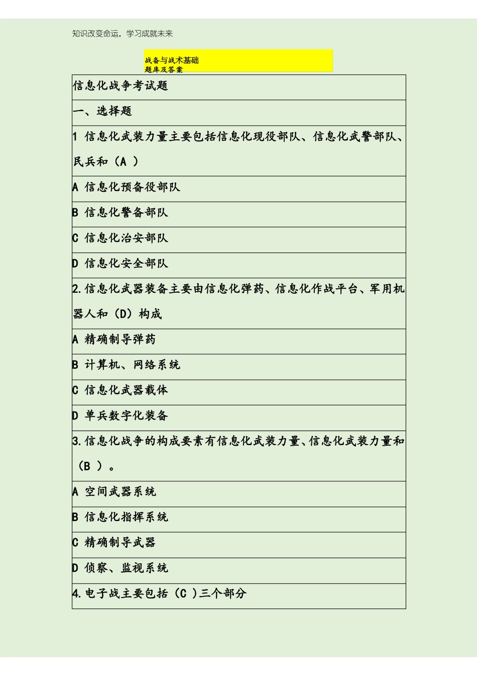 战备与战术基础题库及答案.pdf_第1页