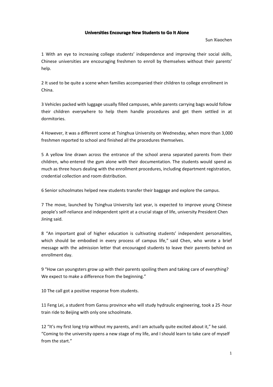 全新版大学进阶英语,综合教程1 U2 Reading 2 with Translation(1).pdf_第1页