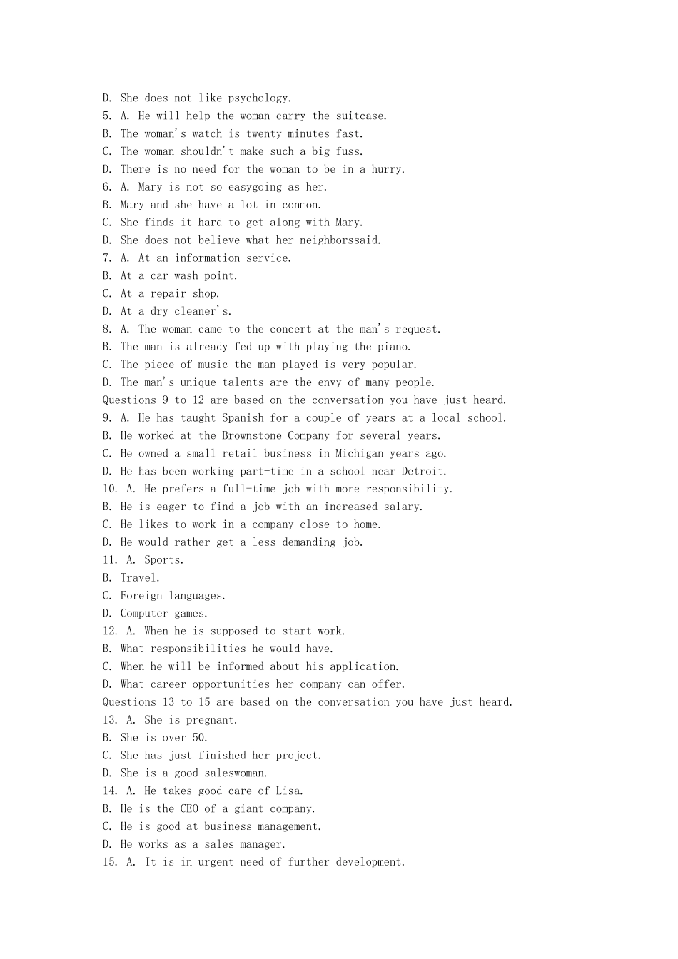 2015年6月英语四级考试真题带详细解析（第三套）.doc_第2页