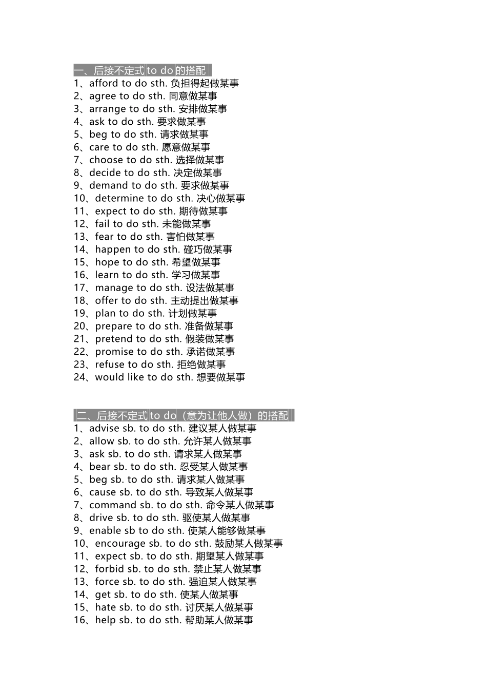 初中英语9类常见的动词固定搭配.docx_第1页