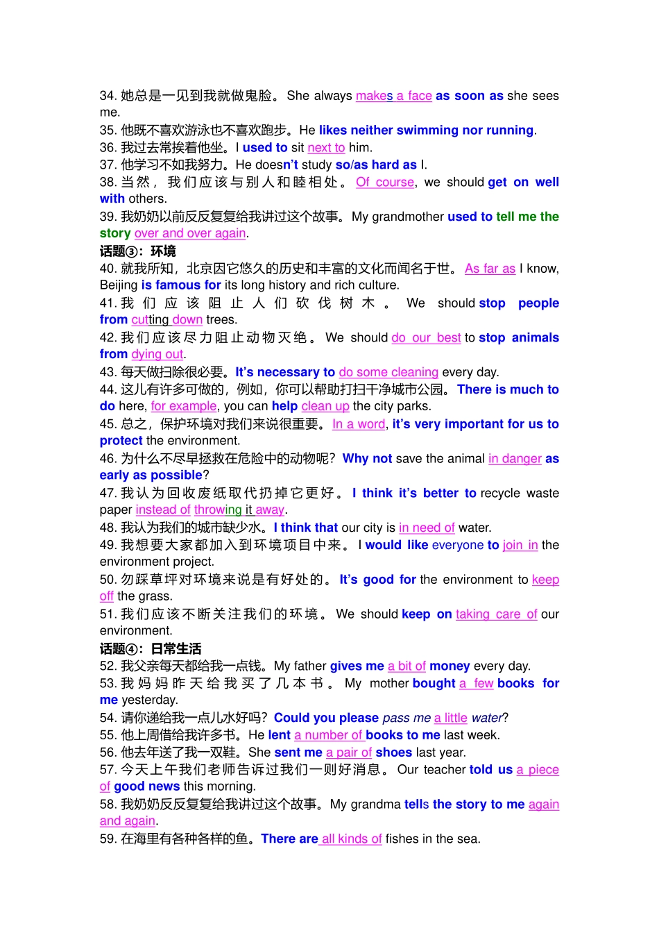 初中英语高频短语+句型+必考知识点.docx_第2页