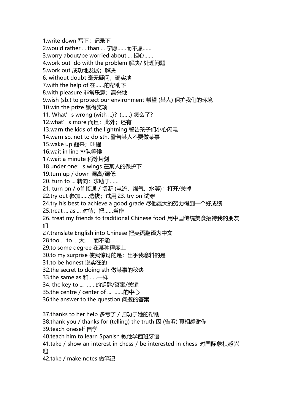 初中英语重点短语搭配.docx_第1页