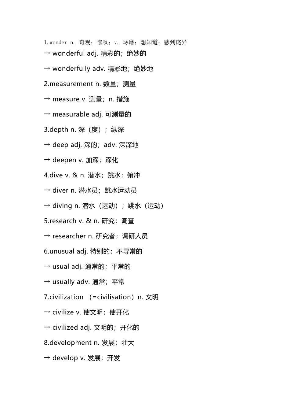 人教版八年级下册英语新教材Unit 4单词转换背记和默写.docx_第1页