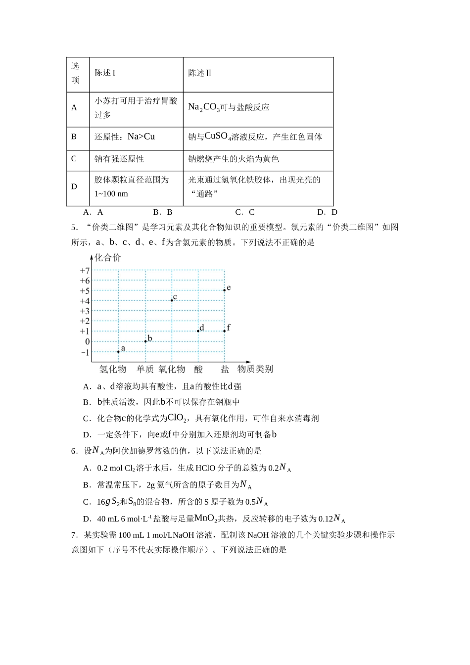 安徽六安市毛坦厂中学2026-2027学年高三上学期开学考试化学试题(含答案).docx_第2页
