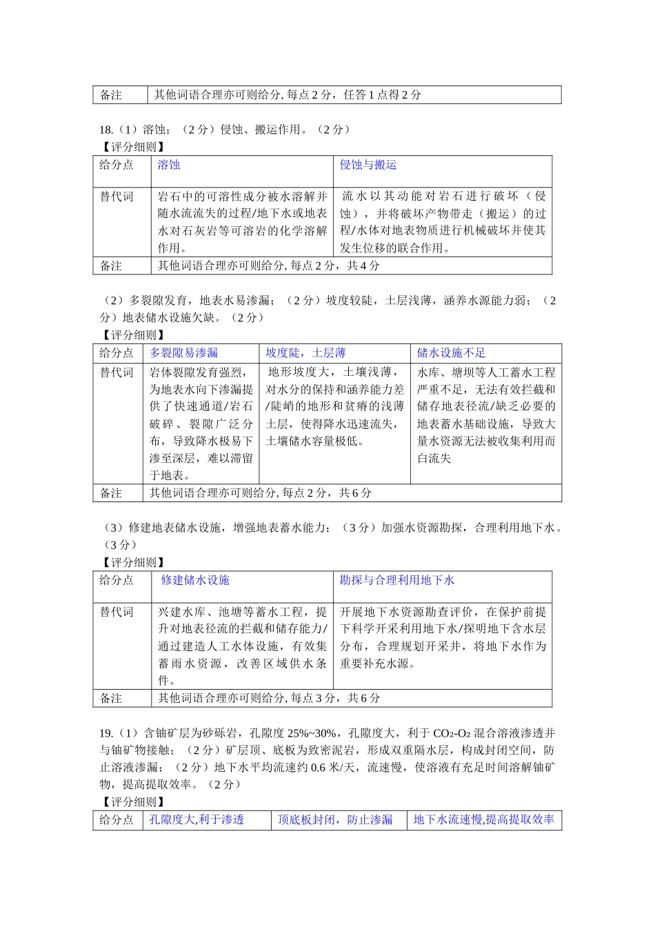 高三地理评分细则（2026届高三年级9月份联考）.doc_第3页