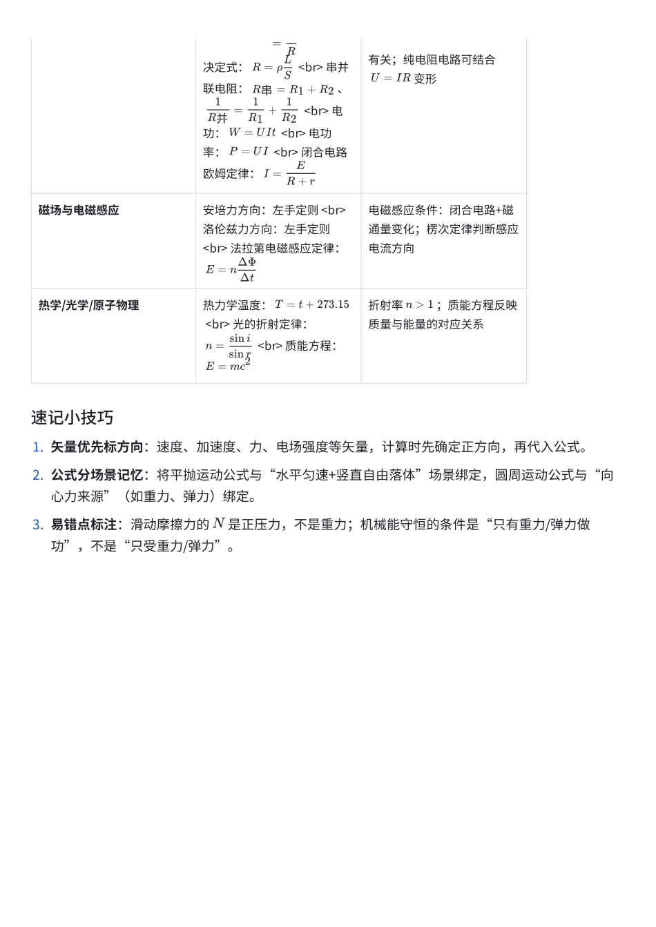 高中物理学业水平考试核心公式速记表.pdf_第2页