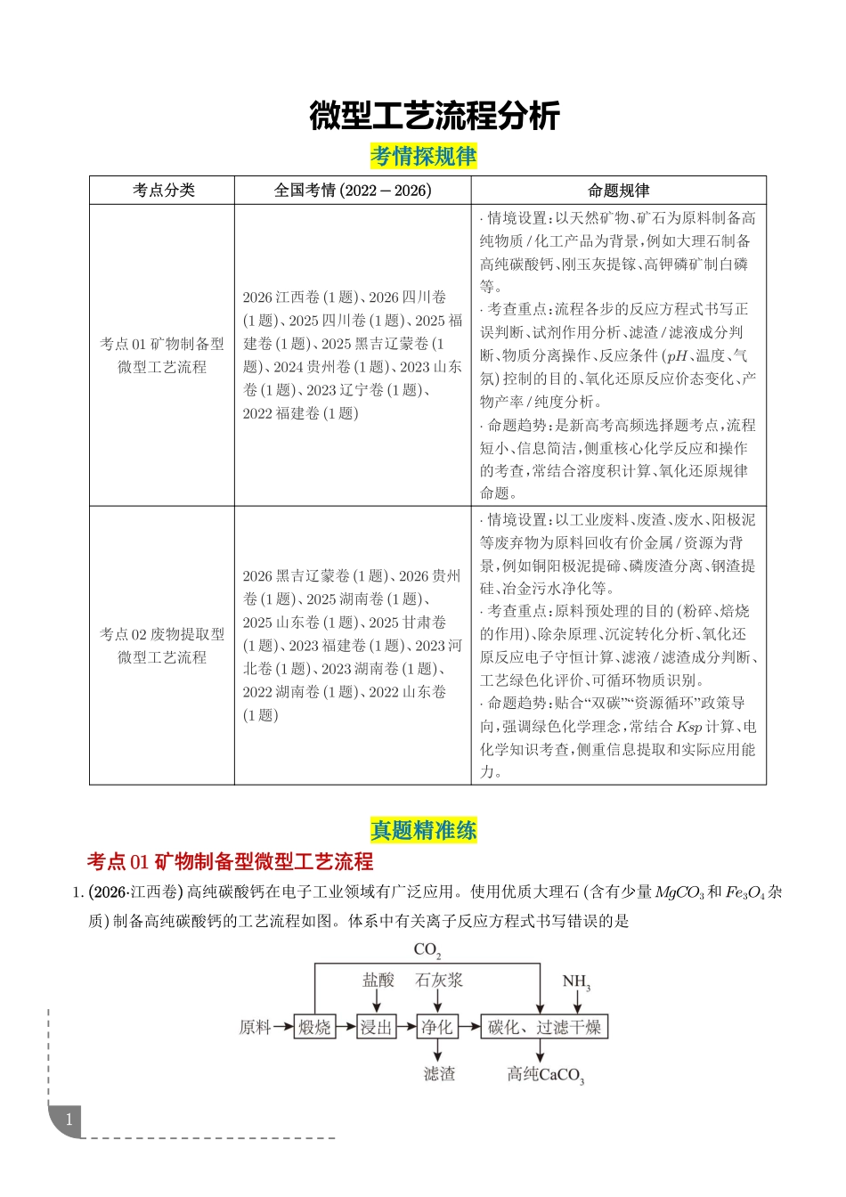 微型工艺流程分析（5年汇编）（学生版）.pdf_第1页