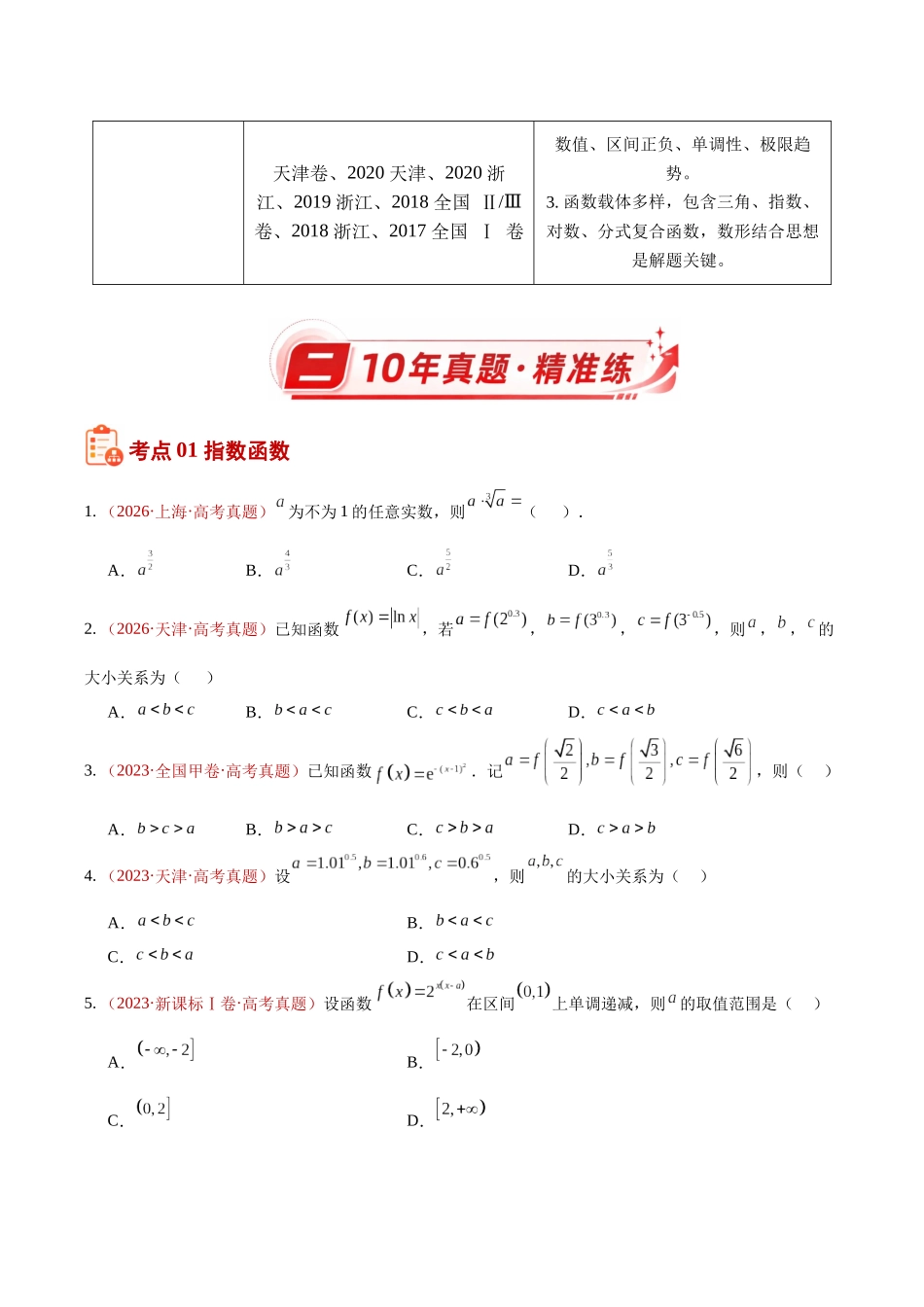 专题17指数、对数、幂函数、函数图象（10年汇编）（四大考点51题）（原卷版）.docx_第2页
