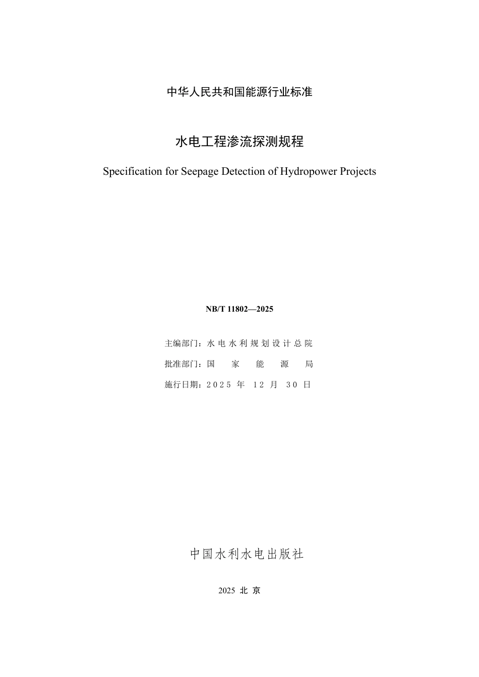 NBT 11802-2025 水电工程渗流探测规程.PDF_第2页