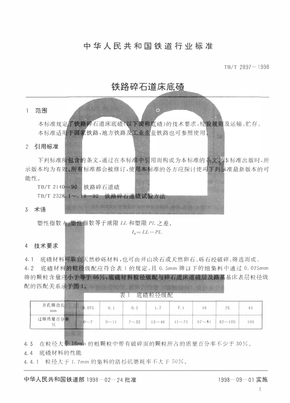 TBT 2897-1998 铁路碎石道床底碴.pdf_第3页