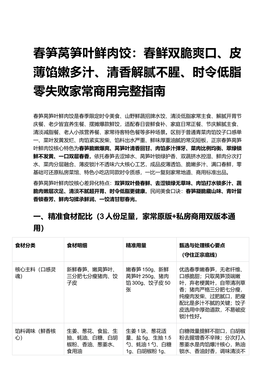 春笋莴笋叶鲜肉饺：春鲜双脆爽口、皮薄馅嫩多汁、清香解腻不腥、时令低脂、零失败家常商用完整指南.docx_第1页