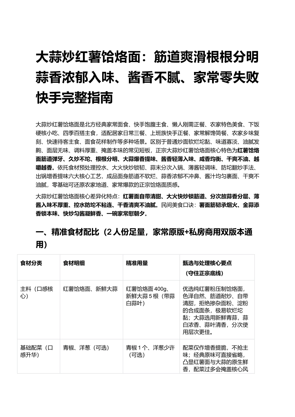 大蒜炒红薯饸烙面：筋道爽滑根根分明、蒜香浓郁入味、酱香不腻、家常零失败快手完整指南.docx_第1页