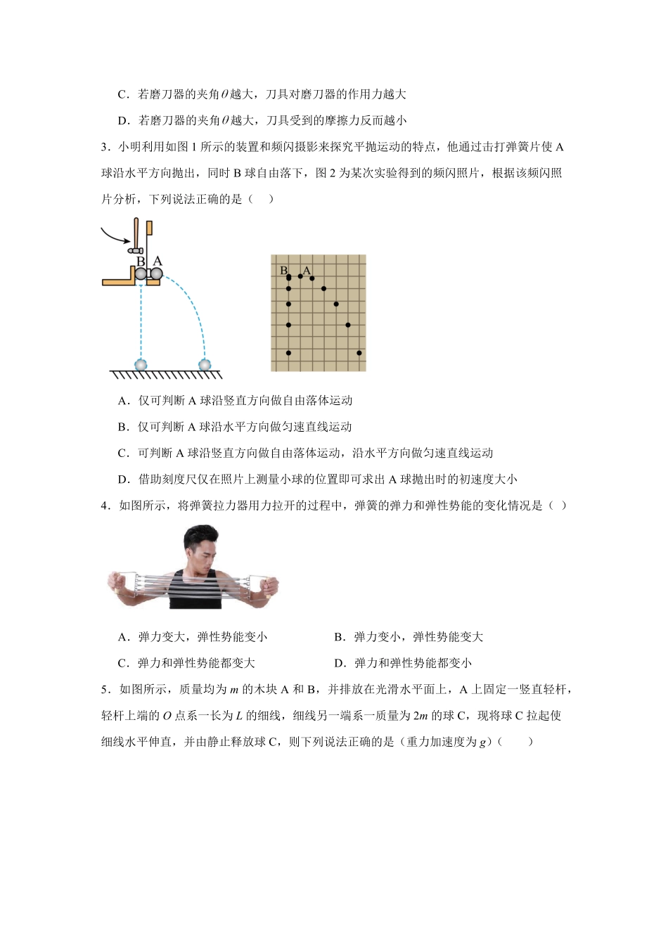 02_物理_湖南株洲市2026-2027年高二上学期开学学情自测卷_试卷+答案.pdf_第2页