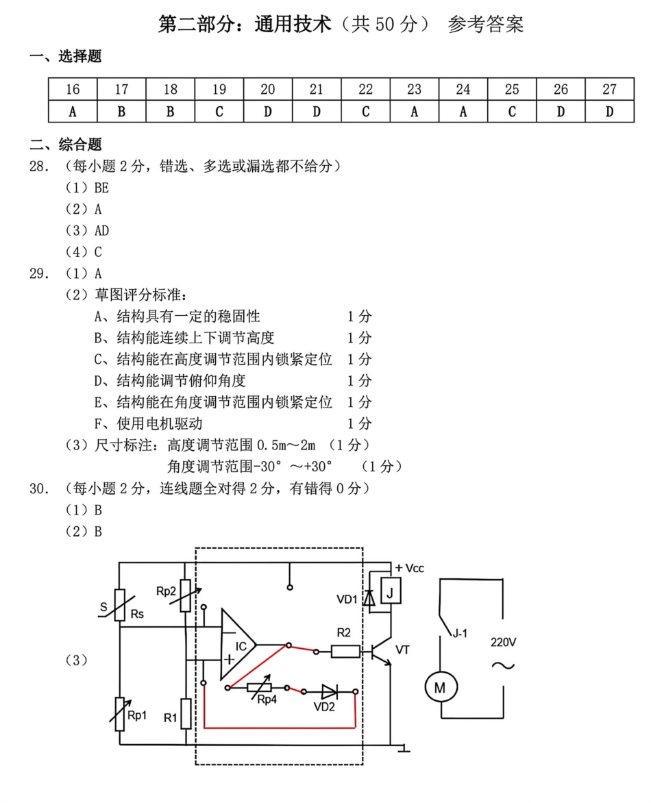 2027届高三第一次学情诊断技术答案.pdf_第2页