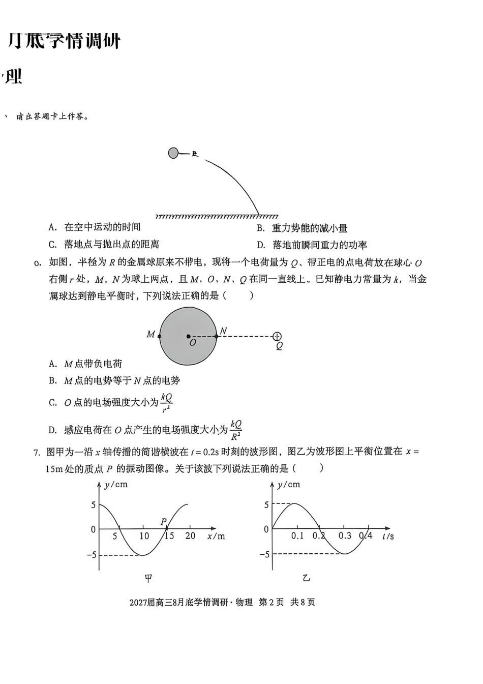 安徽A10联盟2027届高三8月底学情调研物理.pdf_第2页