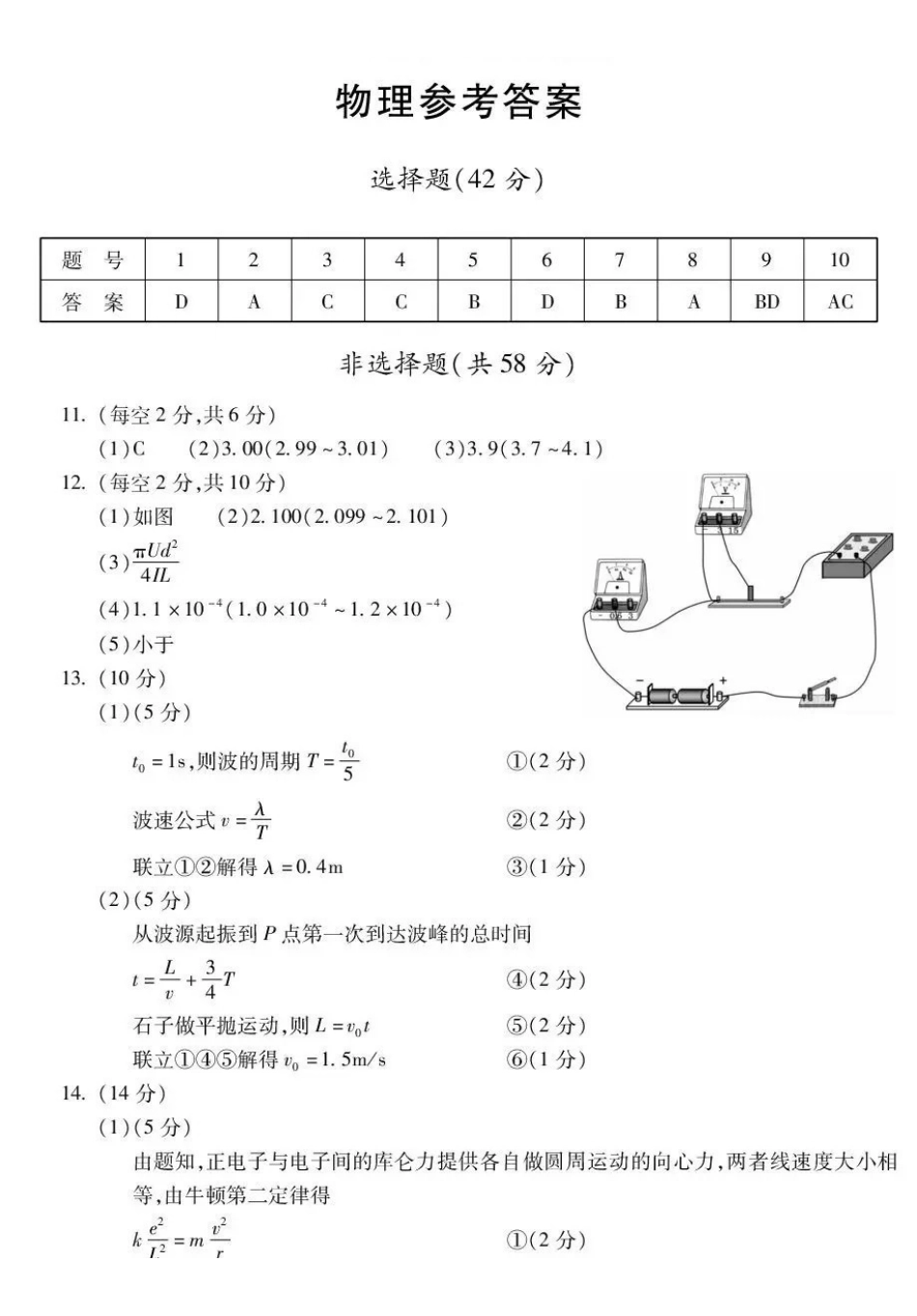 蚌埠市2027届高三调研性监测物理答案.pdf_第1页