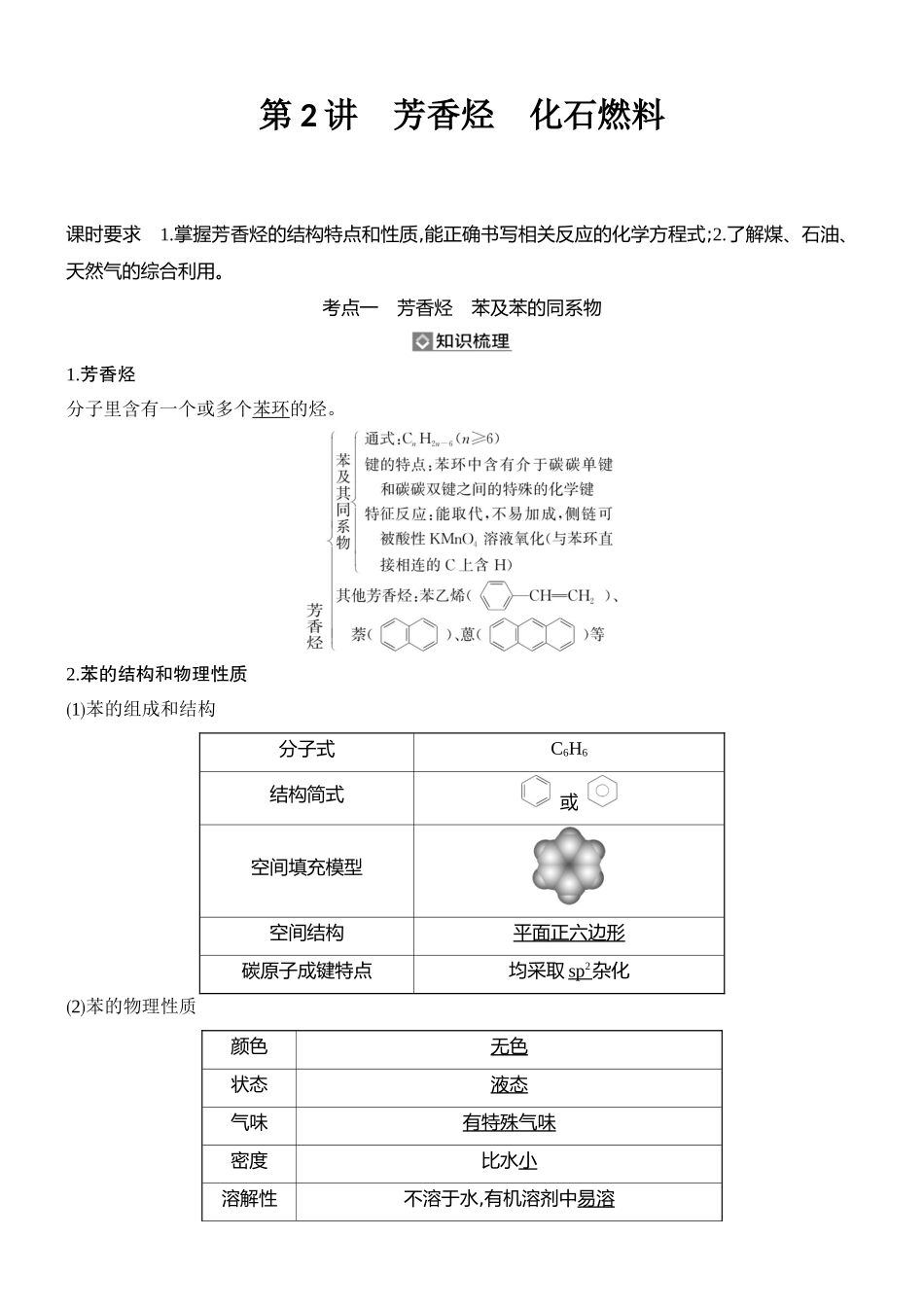 第2讲芳香烃化石燃料.docx_第1页