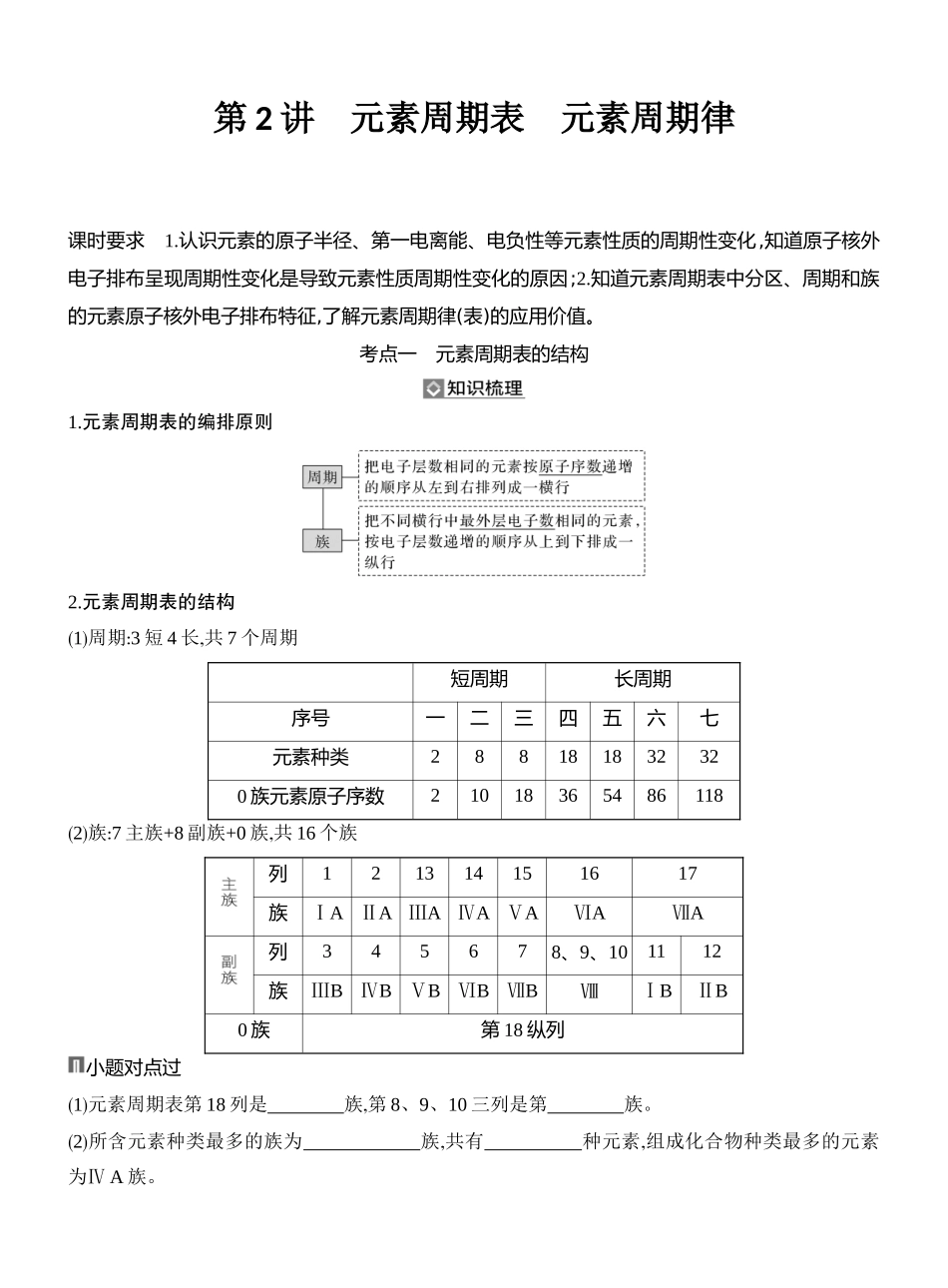 第2讲元素周期表元素周期律.docx_第1页