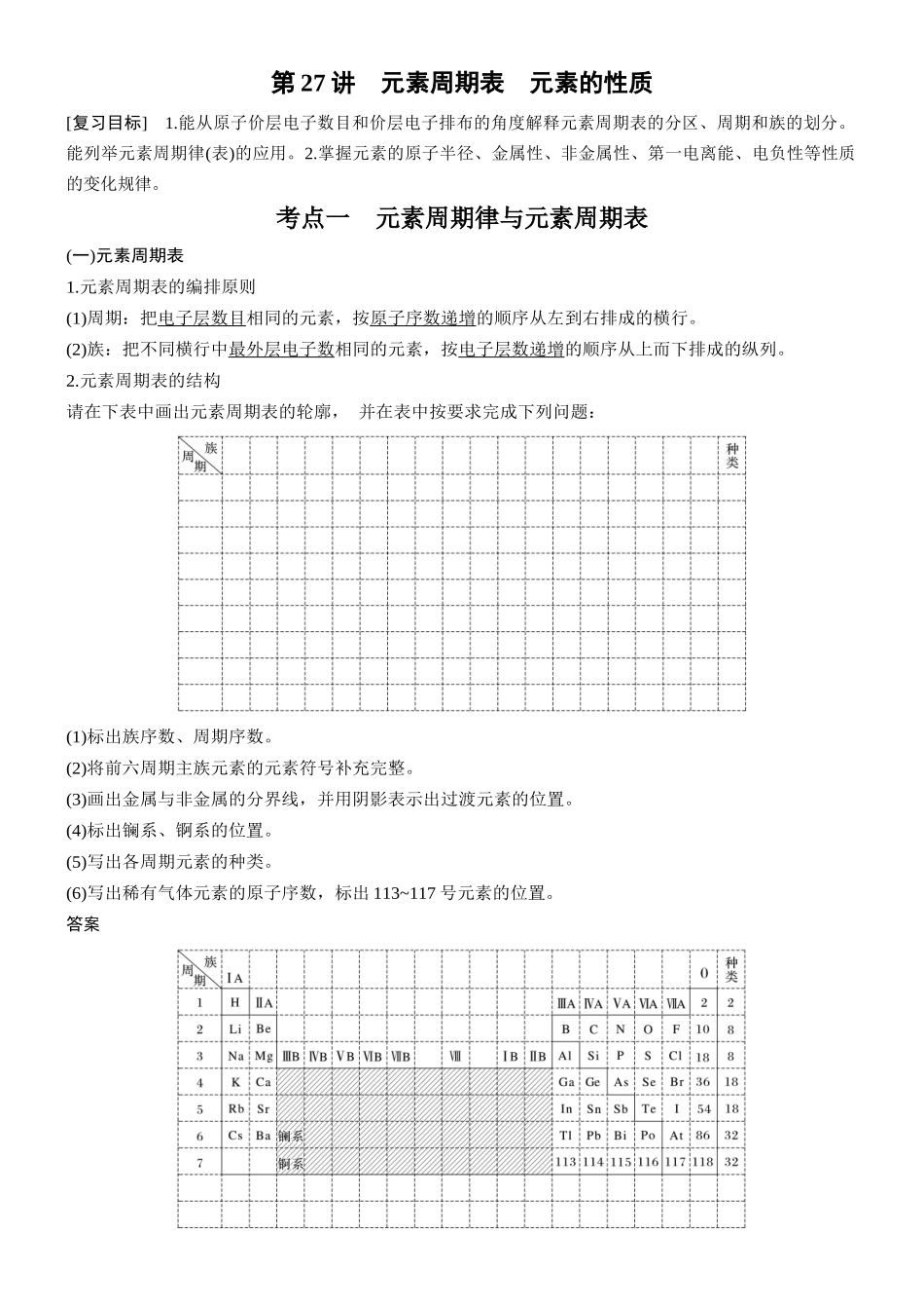 第七章第27讲元素周期表元素的性质.docx_第1页