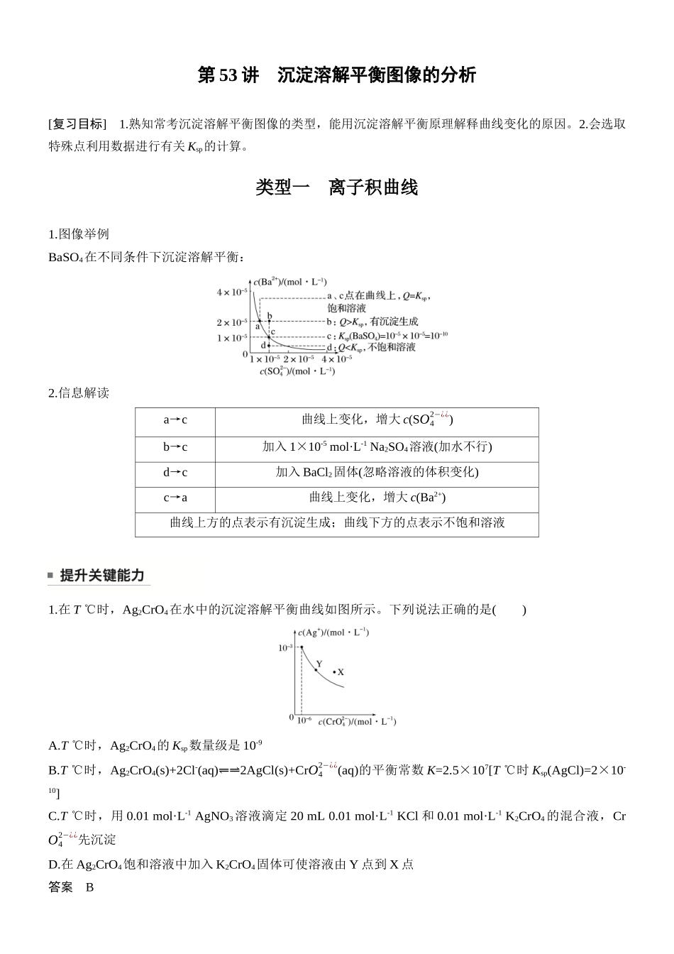 第十二章第53讲沉淀溶解平衡图像的分析.docx_第1页