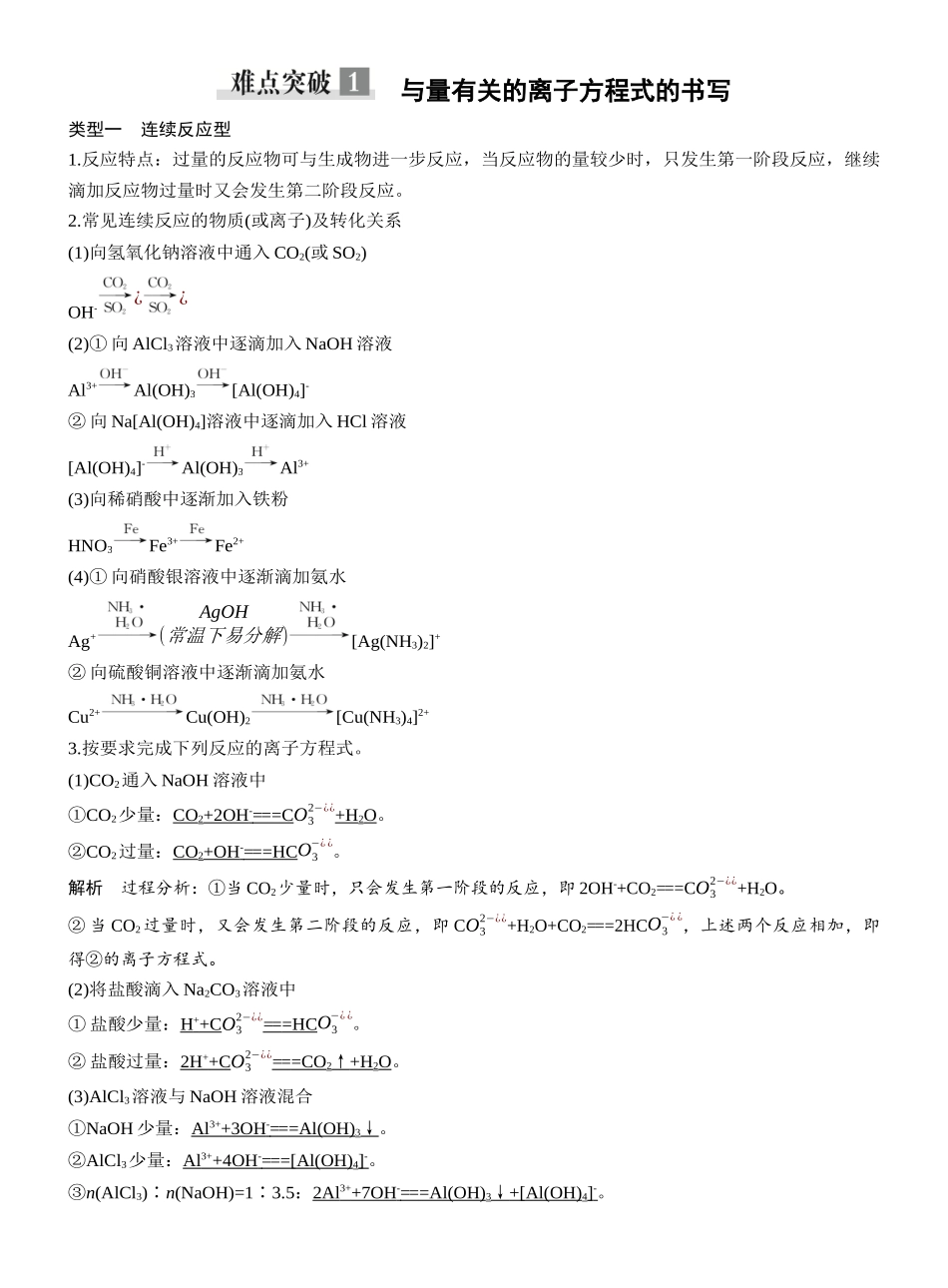第一章难点突破1与量有关的离子方程式的书写.docx_第1页