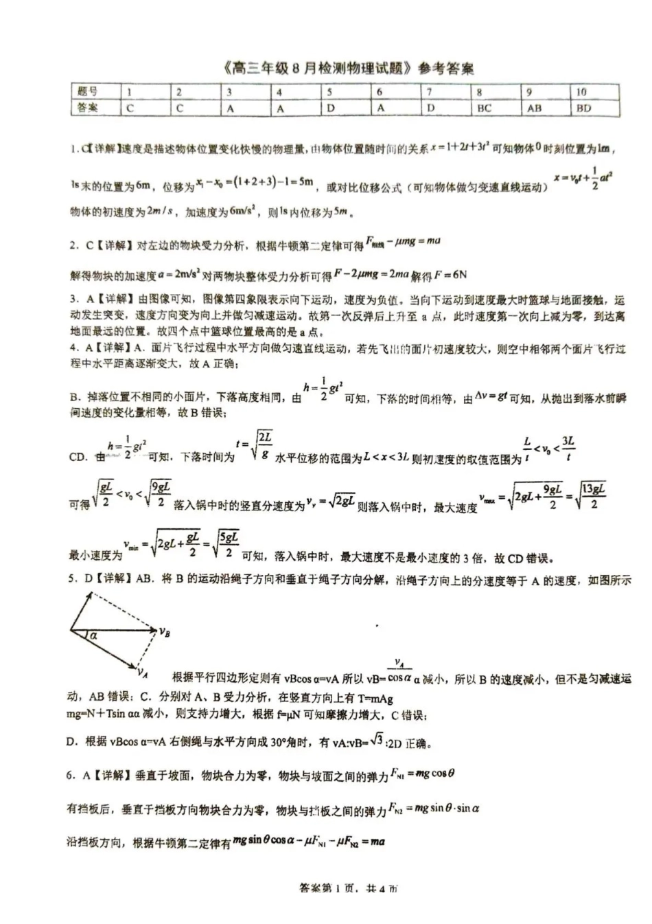 东风高级中学2026-2027学年高三上学期开学检测物理答案.pdf_第1页