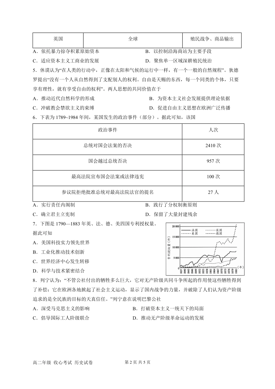 喀什第二中学2026-2027学年第一学期高二开学考试历史历史.pdf_第2页