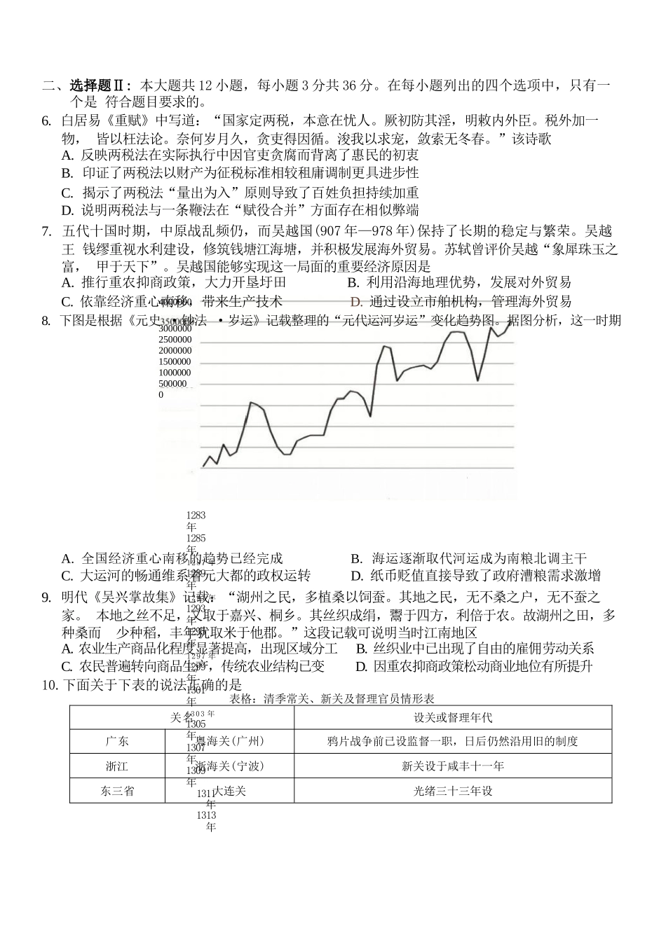 历史浙江A9协作体2026年2027届高三年级暑期8月学情返校诊断(8.26-8.28).docx_第2页