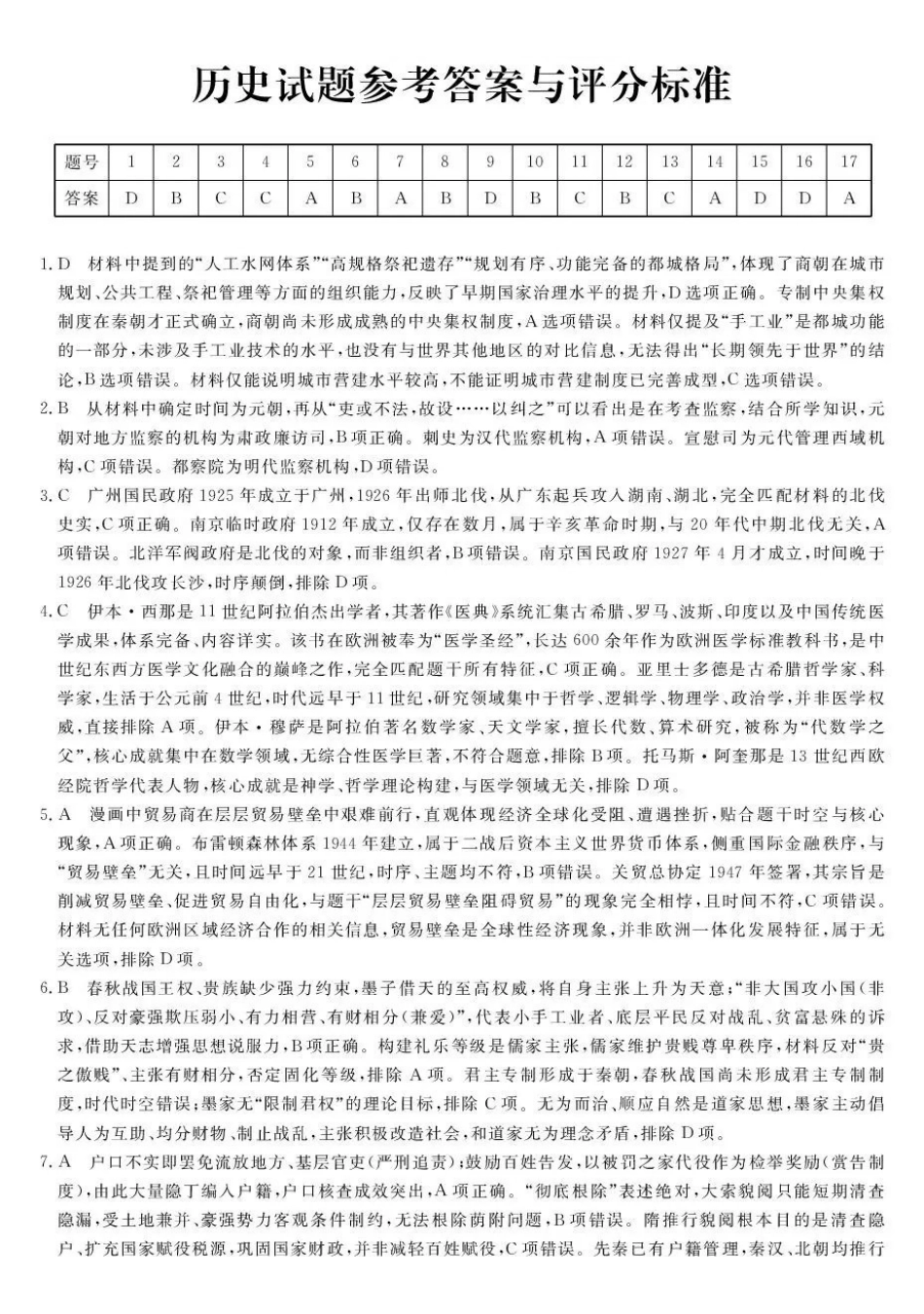 强基联盟2026年高三8月题库历史答案.pdf_第1页
