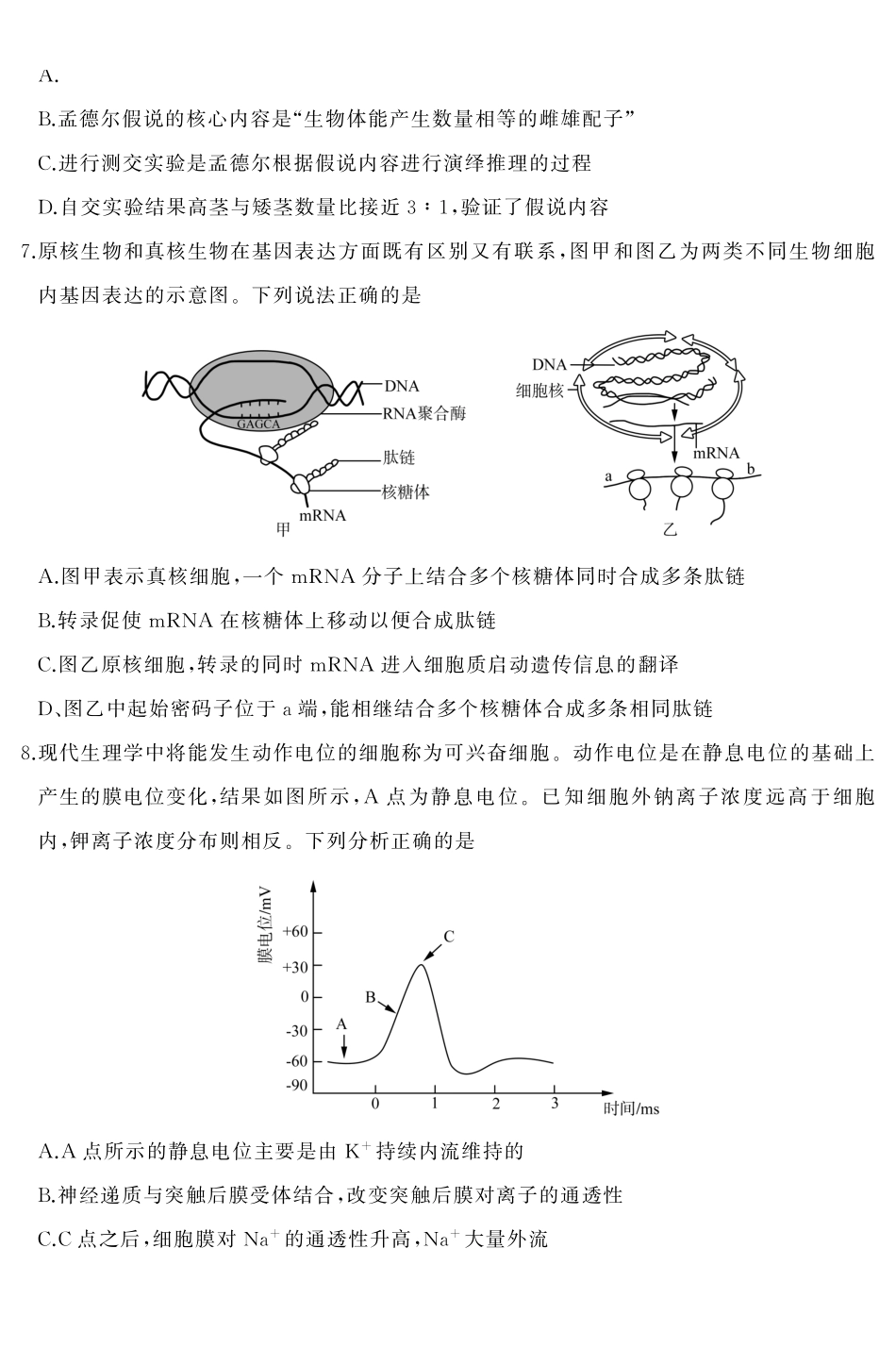 生物(高清版)山东名校联盟2027届高三9月开学全域学情综合诊断(9.2-9.3).pdf_第3页