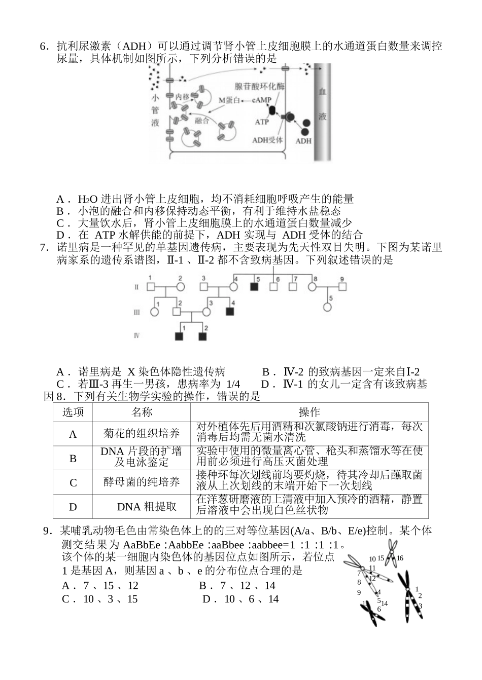生物福建福州市2026-2027学年福州市高三年级适应性练习(福州一检)(8.29-8.31).docx_第2页