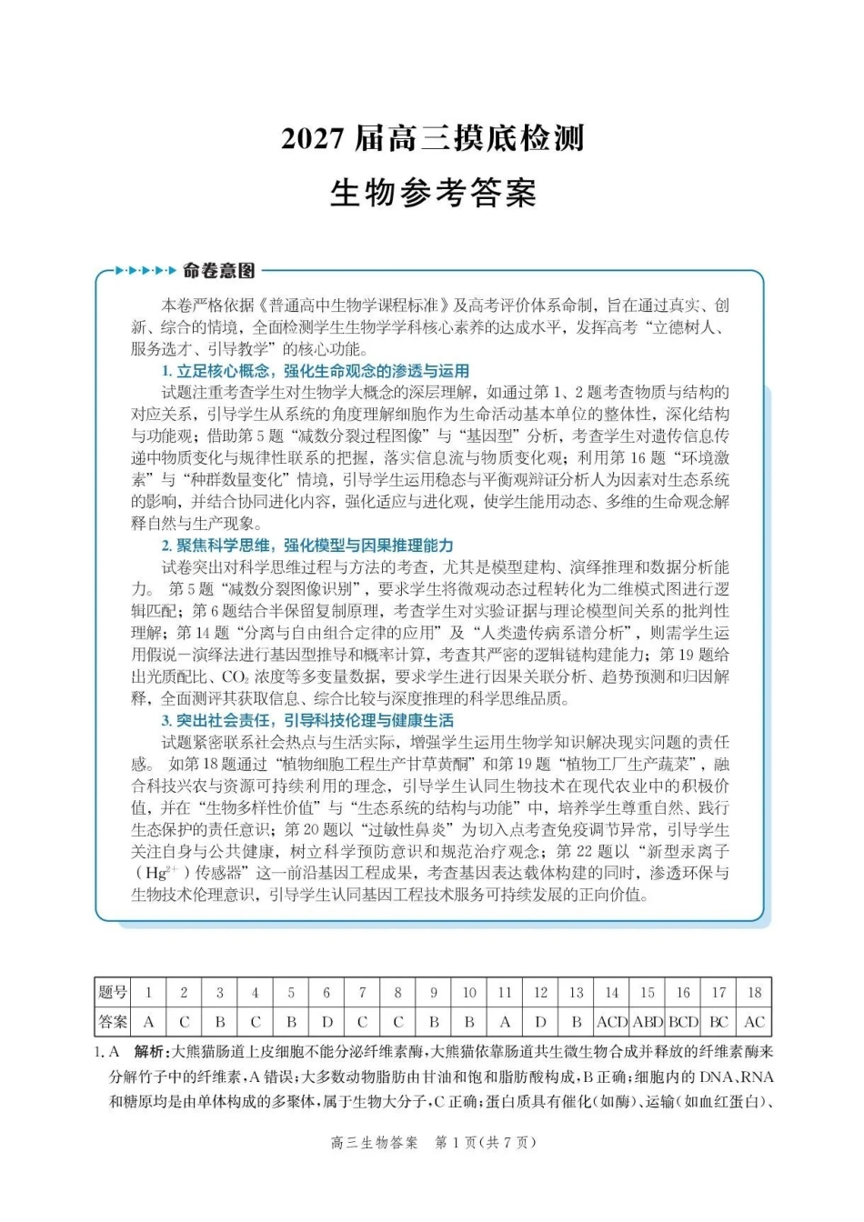 生物河北沧州市多校联考2026-2027学年高三年级上学期开学摸底检测(9.2-9.3)(1).pdf_第1页